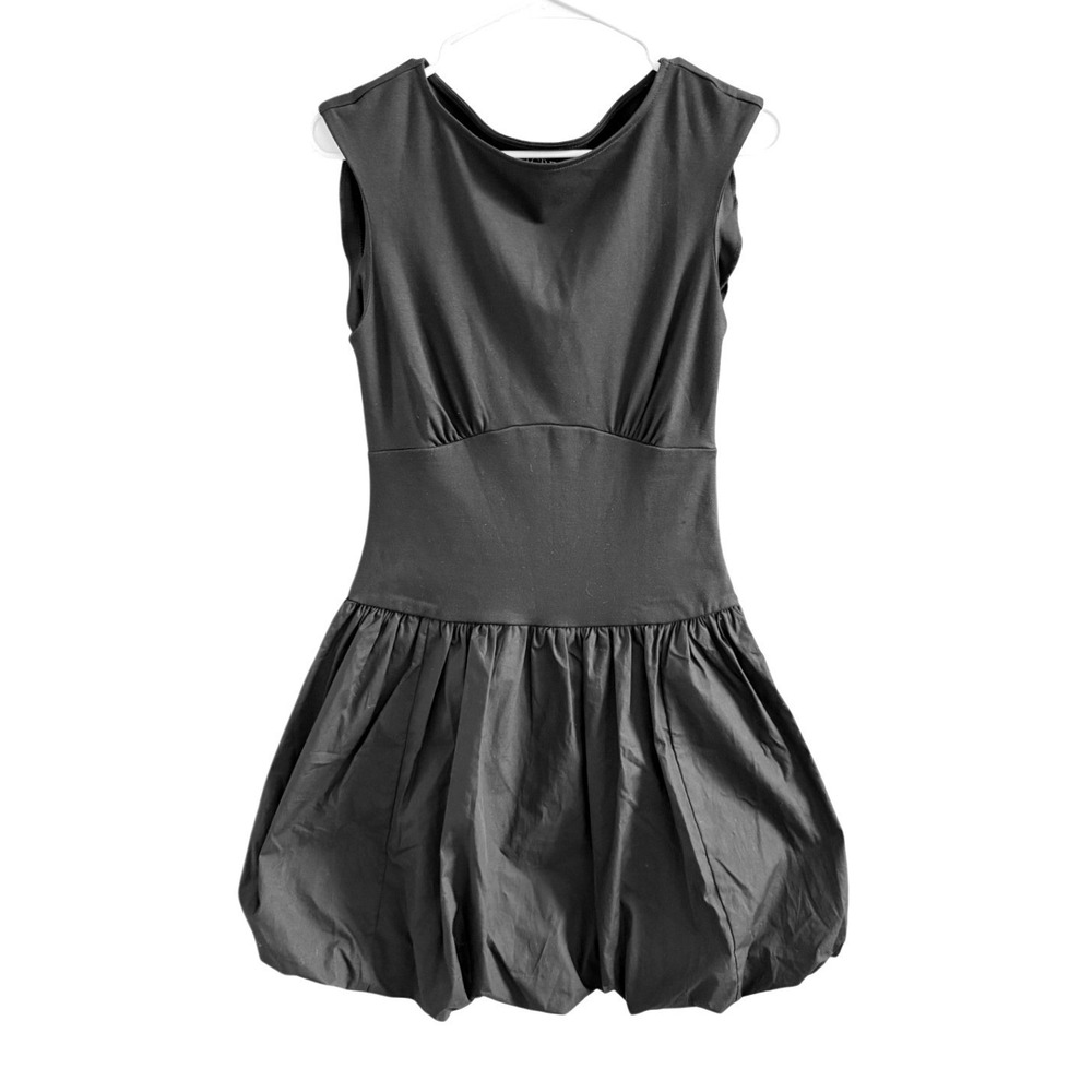 J.Crew Womens XS/S Black Stretchy Bubble Hem Drop Waist Mini Dress Fit Flare